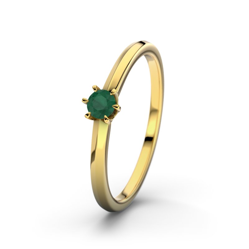 Smaragd Gelbgoldring Illinois, Gelbgold 375, von vorn