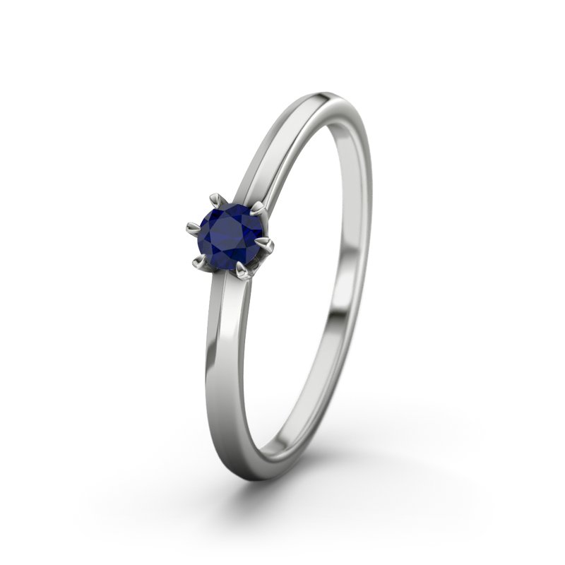 Blauer Saphir Platinumring Illinois, Platinum 950, von vorn