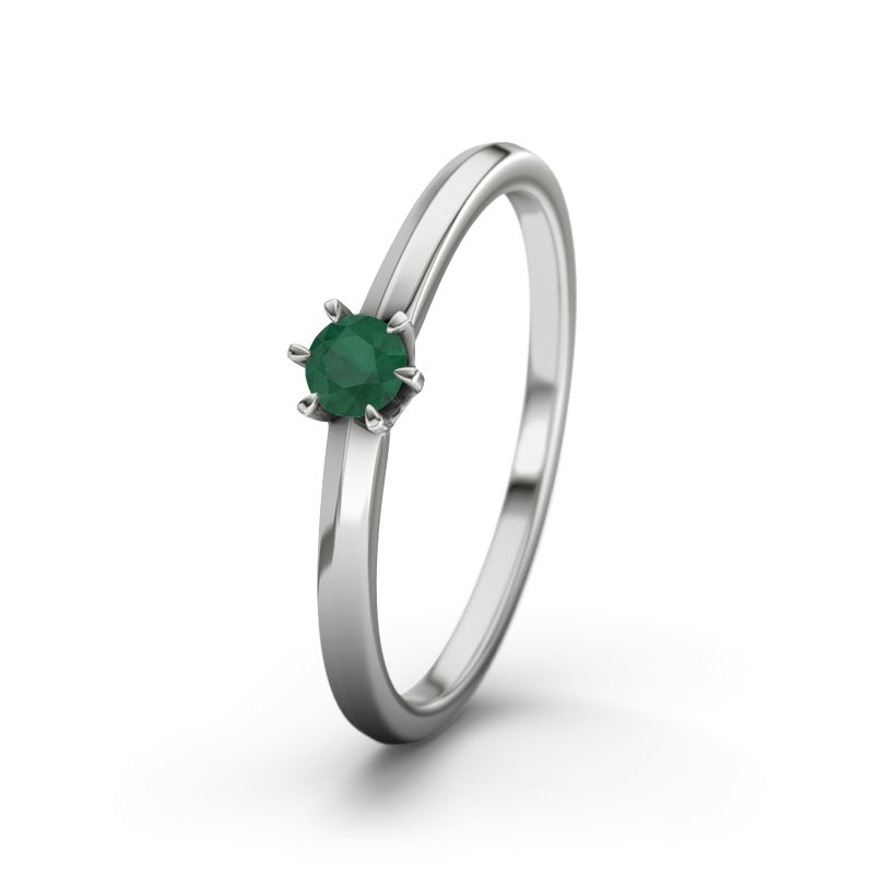 Smaragd Platinumring Illinois, Platinum 950, von vorn