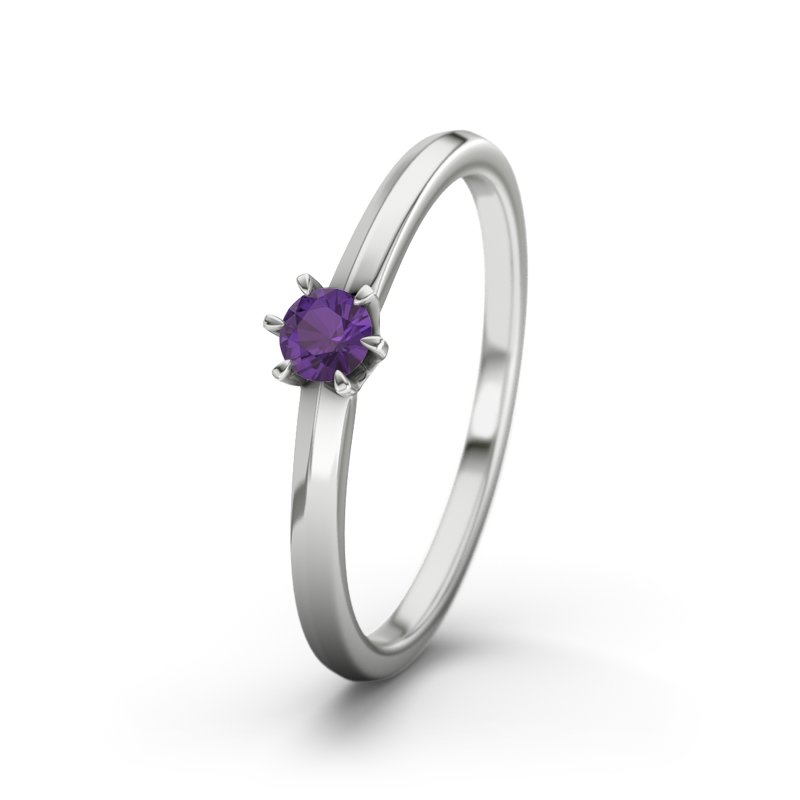 Amethyst Sterlingsilberring Illinois, Sterlingsilber 925, von vorn