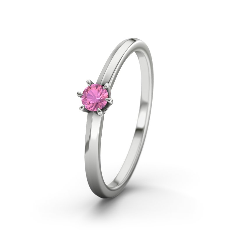 Pinker Turmalin Weißgoldring Illinois, Weißgold 750, von vorn