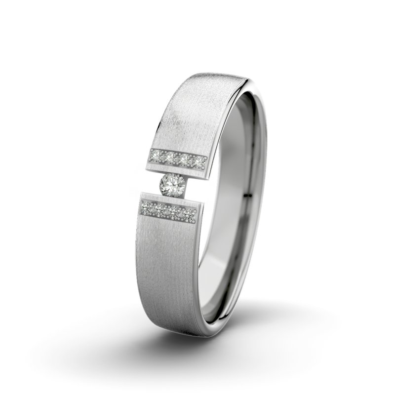 Diamantring Jack M5 P4, Palladium 950 längsmatt, von vorn