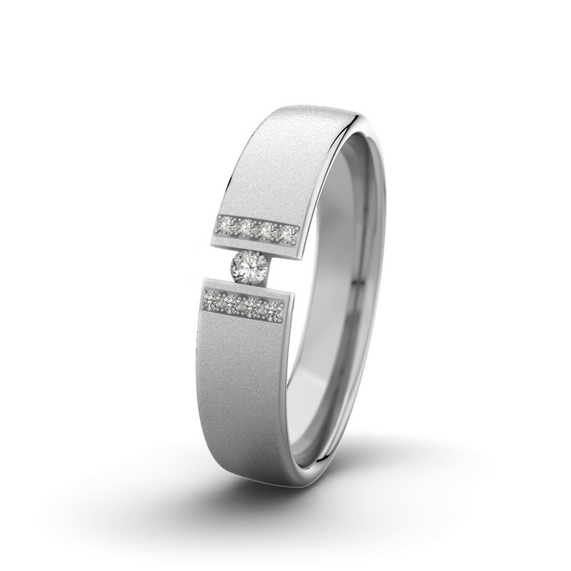 Diamantring Jack M5 P4, Platinum 950 Sandmattfein, von vorn
