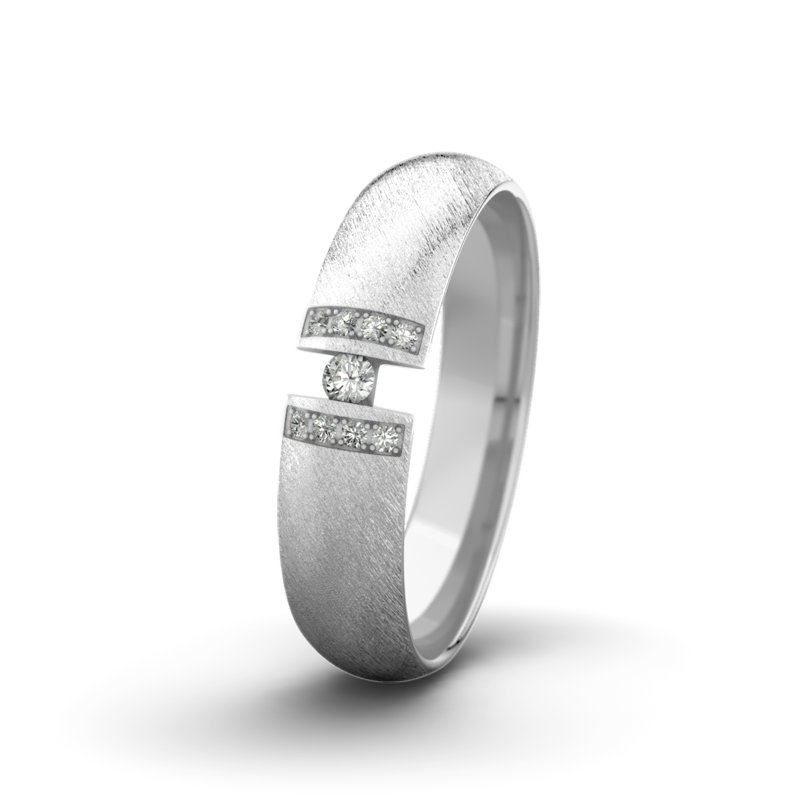 Diamantring Jack M5 P5, Weißgold 375 Schrägmatt, von vorn
