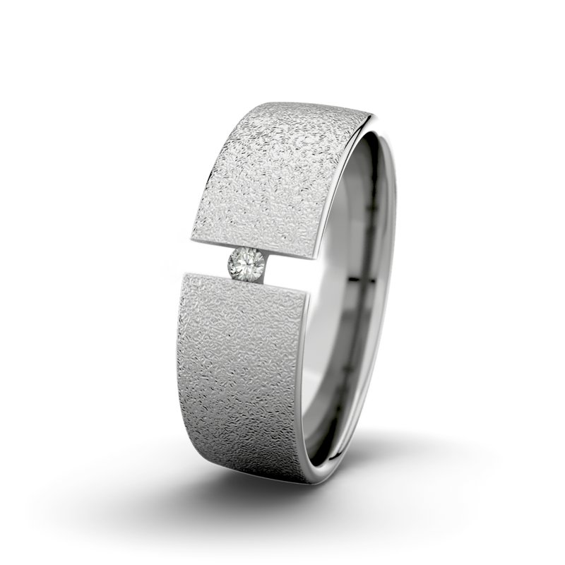 Diamantring Jack M7 P4, Platinum 950 Sandmattgrob, von vorn