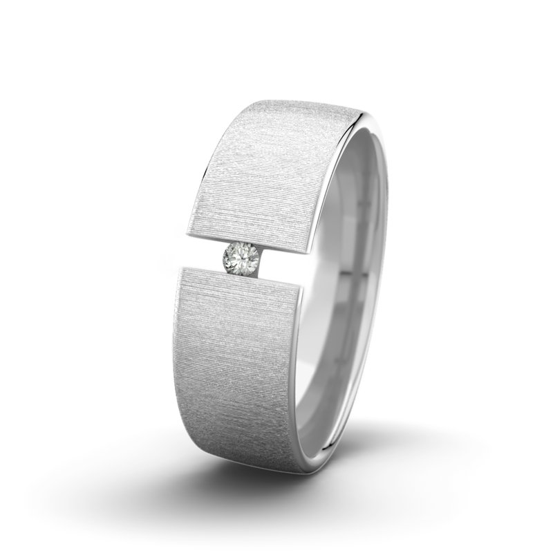 Diamantring Jack M7 P4, Weißgold 375 quermatt, von vorn