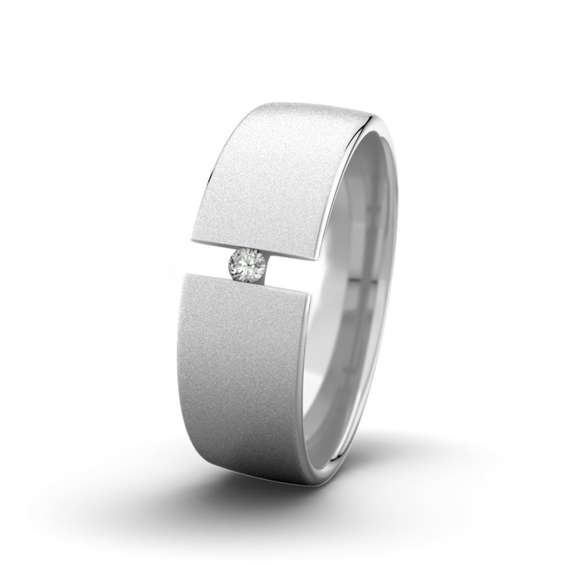 Diamantring Jack M7 P4, Weißgold 375 Sandmattfein, von vorn