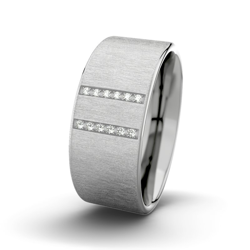Kein Stein Palladium quermattring Jack M9 P1, Palladium 585 quermatt, von vorn