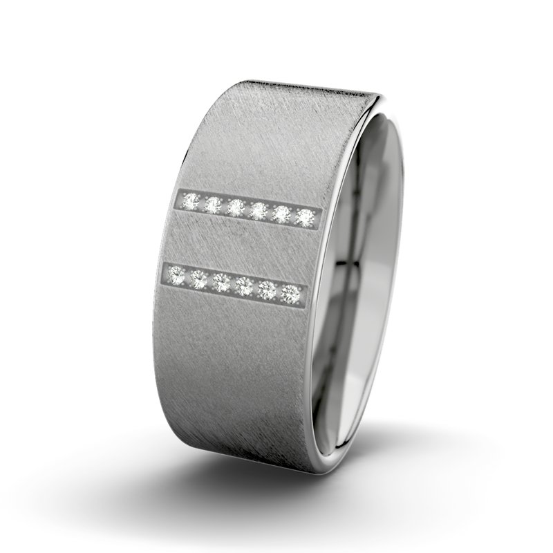 Kein Stein Palladium Schrägmattring Jack M9 P1, Palladium 585 Schrägmatt, von vorn