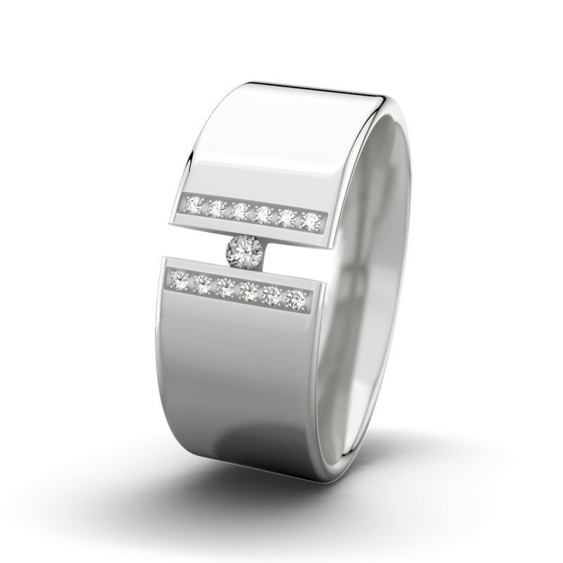 Diamantring Jack M9 P1, Sterlingsilber 925 poliert, von vorn