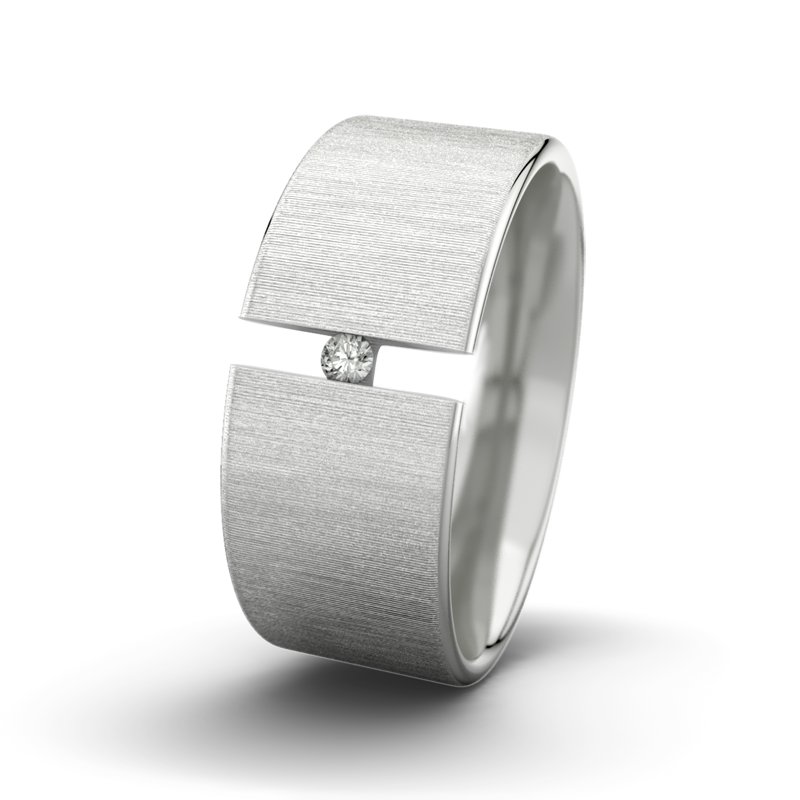 Diamantring Jack M9 P1, Sterlingsilber 925 quermatt, von vorn