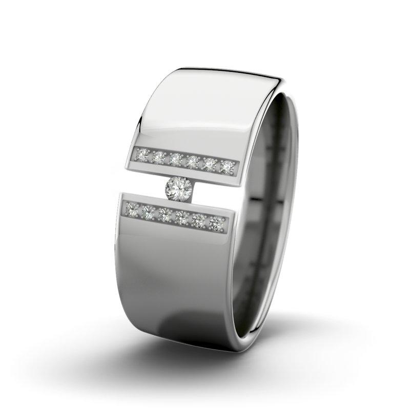 Diamantring Jack M9 P4, Palladium 585 poliert, von vorn