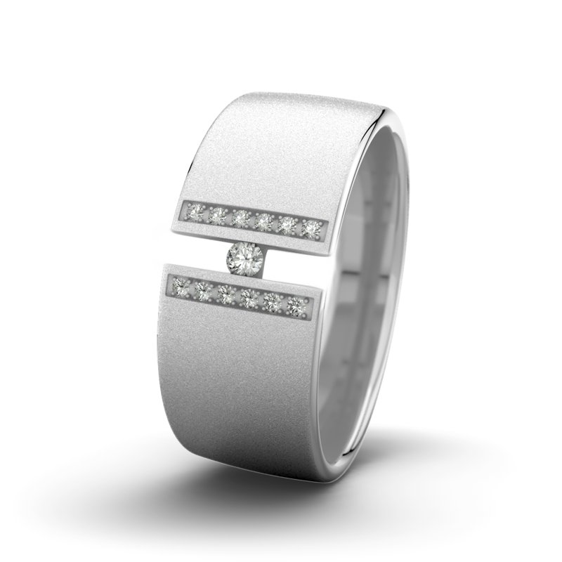Diamantring Jack M9 P4, Weißgold 750 Sandmattfein, von vorn