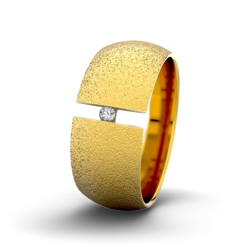 Diamantring Jack M9 P5, Gelbgold 585 Sandmattgrob, von vorn