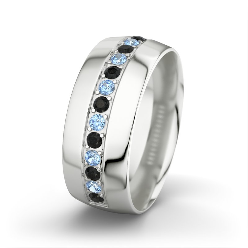 Diamant Schwarz Sterlingsilberring Jamie, Sterlingsilber 925, von vorn