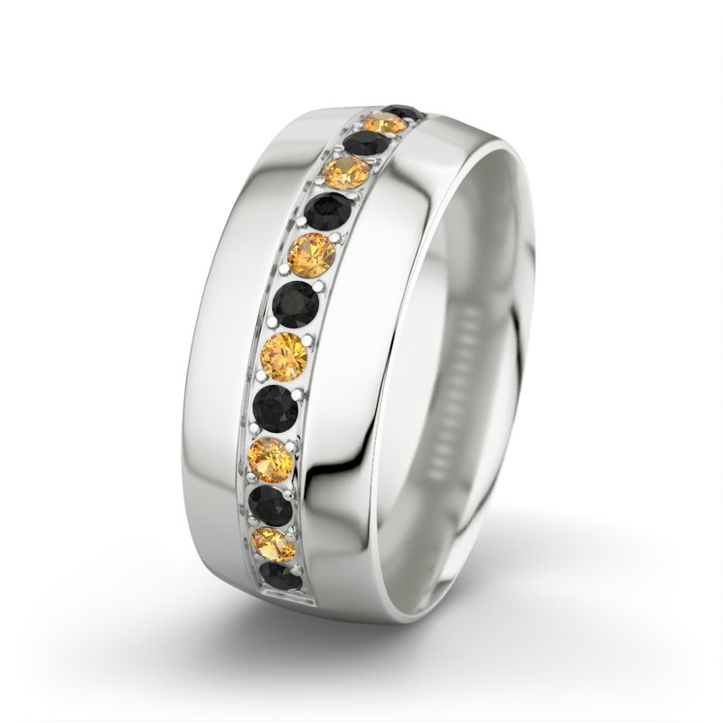 Diamant Schwarz Sterlingsilberring Jamie, Sterlingsilber 925, von vorn
