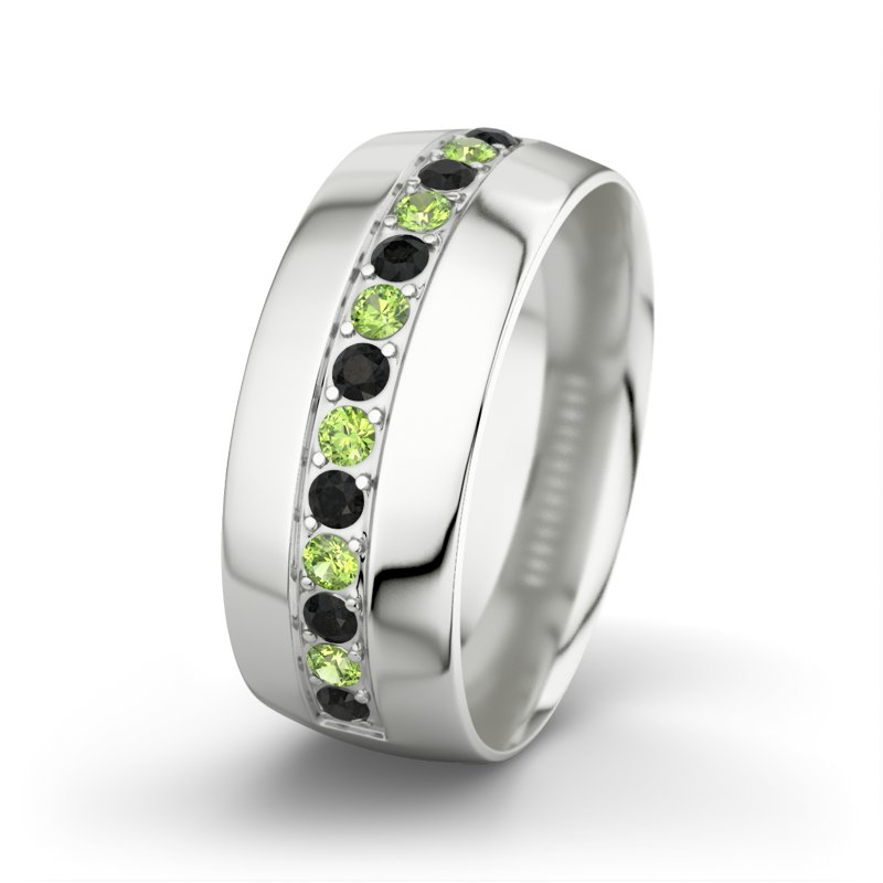 Diamant Schwarz Sterlingsilberring Jamie, Sterlingsilber 925, von vorn