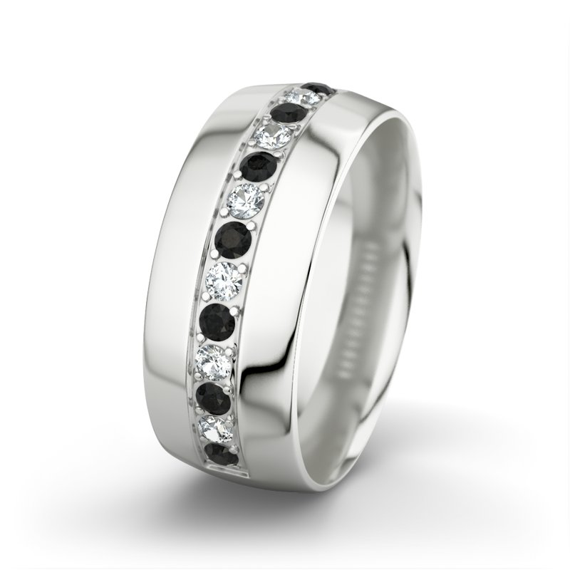Diamant Schwarz Sterlingsilberring Jamie, Sterlingsilber 925, von vorn