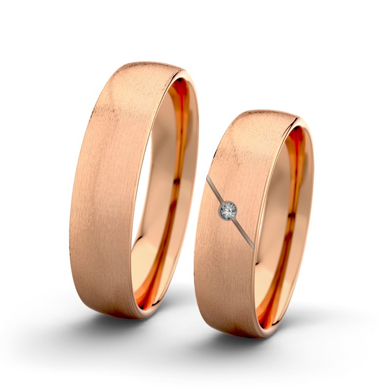 Diamantring Jane F5 P3, Rotgold 375 längsmatt, von vorn