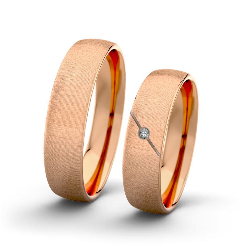 Diamantring Jane F5 P3, Rotgold 750 quermatt, von vorn