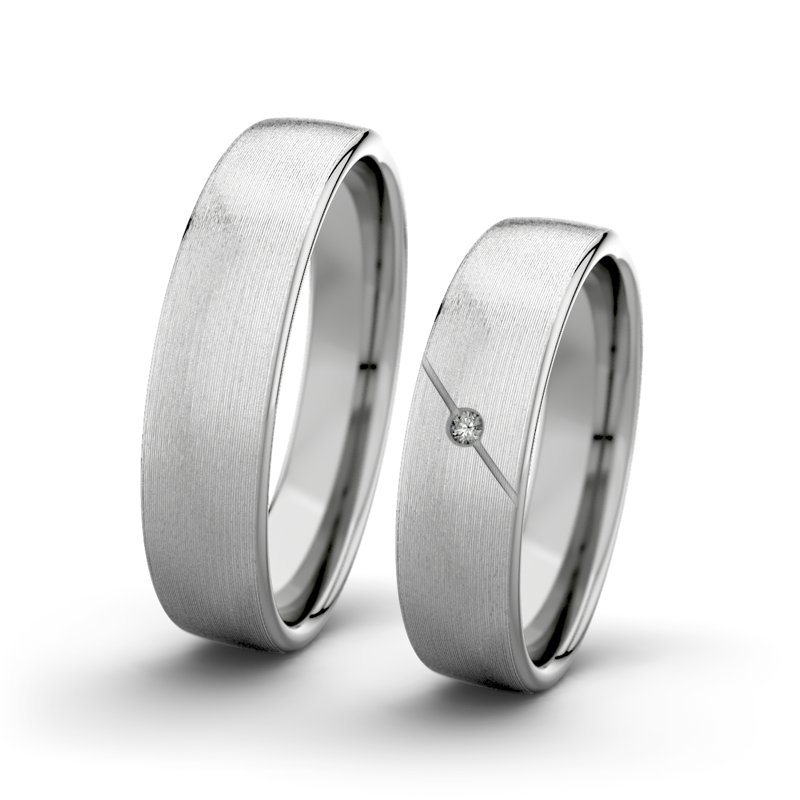 Diamantring Jane F5 P4, Palladium 585 längsmatt, von vorn