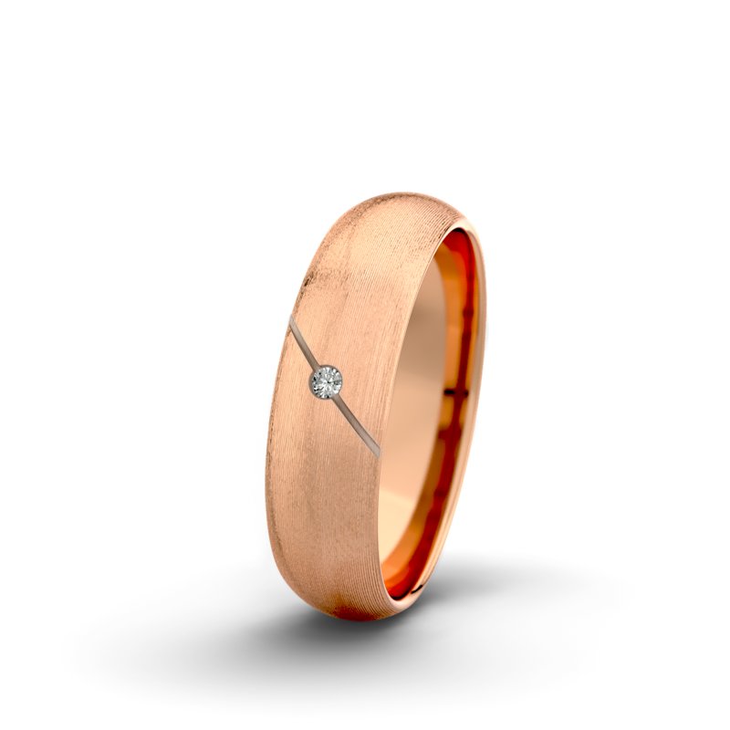 Diamantring Jane F5 P5, Rotgold 585 längsmatt, von vorn