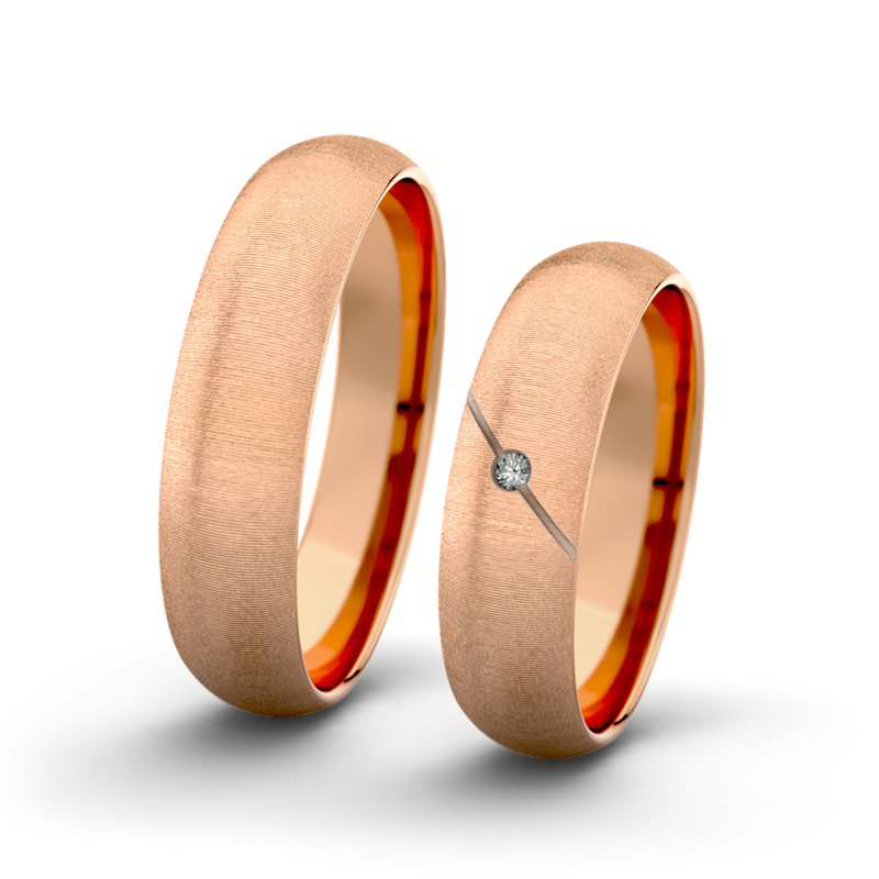 Diamantring Jane F5 P5, Rotgold 750 quermatt, von vorn