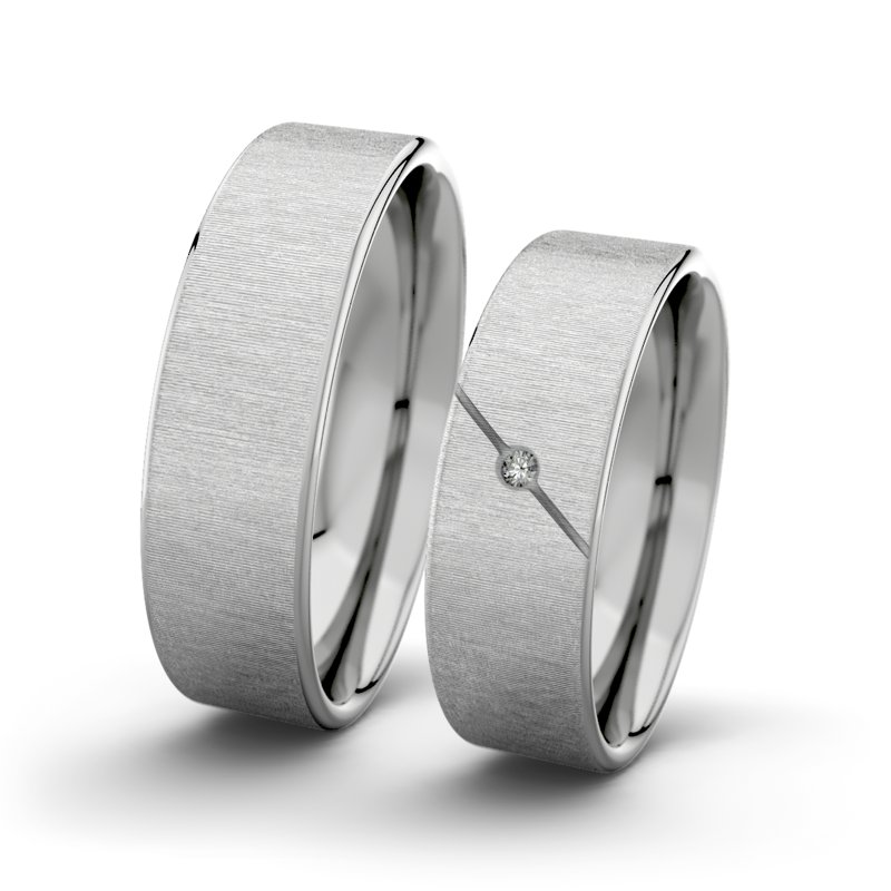 Diamantring Jane F6 P1, Platinum 950 quermatt, von vorn