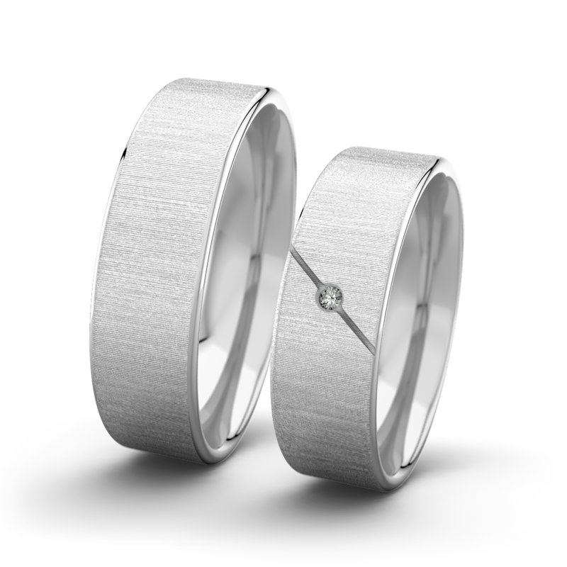 Diamantring Jane F6 P1, Weißgold 585 quermatt, von vorn