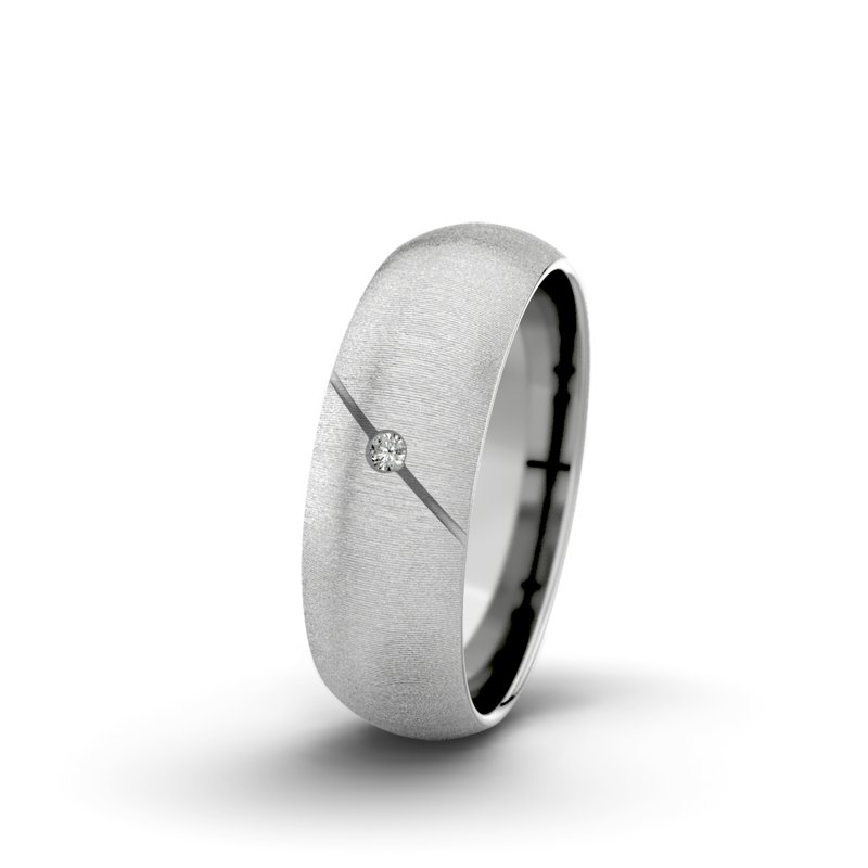 Diamantring Jane F6 P5, Platinum 600 quermatt, von vorn