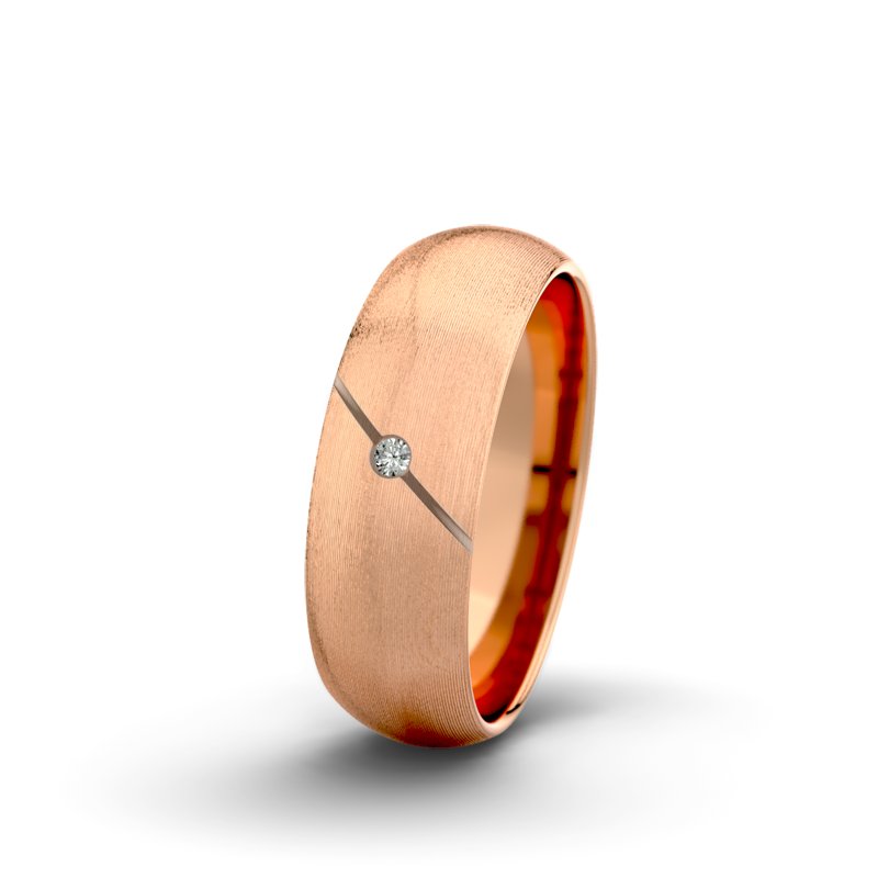 Diamantring Jane F6 P5, Rotgold 375 längsmatt, von vorn