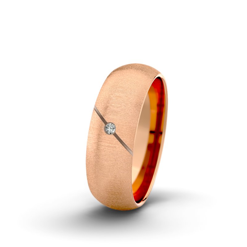 Diamantring Jane F6 P5, Rotgold 750 quermatt, von vorn