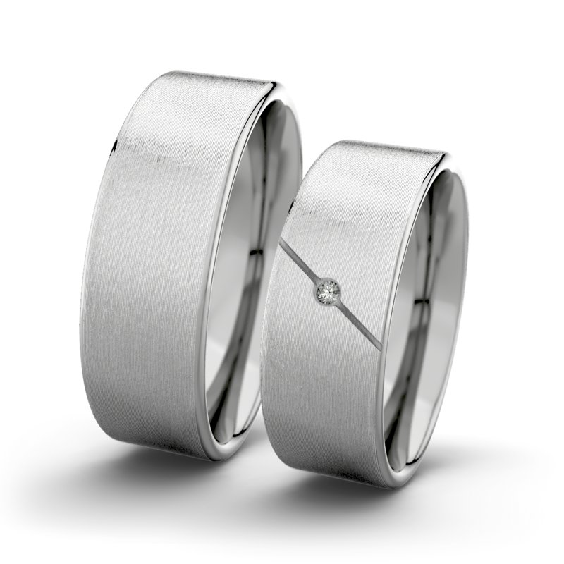 Diamantring Jane F7 P1, Platinum 950 längsmatt, von vorn