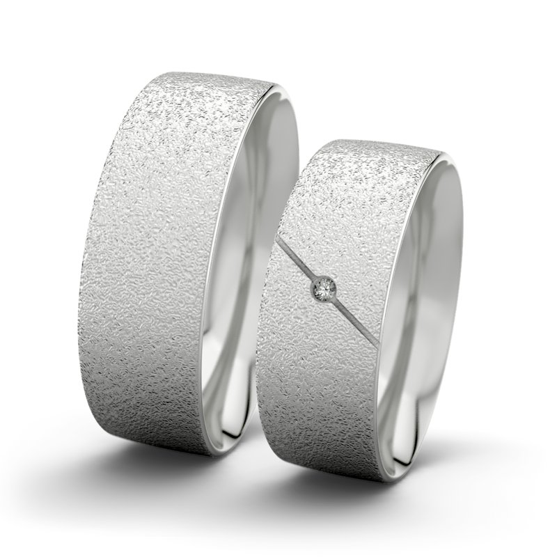 Diamantring Jane F7 P2, Sterlingsilber 925 Sandmattgrob, von vorn