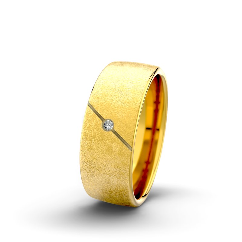 Diamantring Jane F7 P4, Gelbgold 375 eismatt, von vorn