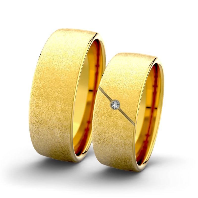 Diamantring Jane F7 P4, Gelbgold 375 eismatt, von vorn