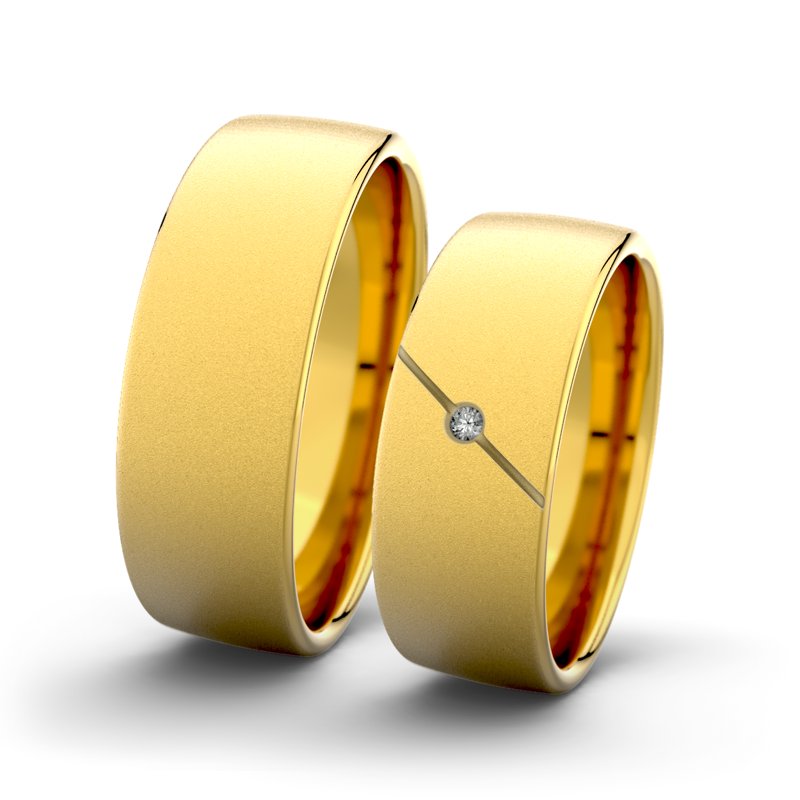 Diamantring Jane F7 P4, Gelbgold 375 Sandmattfein, von vorn