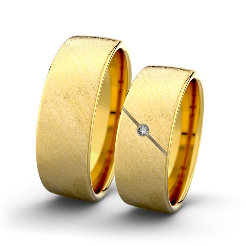 Diamantring Jane F7 P4, Gelbgold 375 Schrägmatt, von vorn