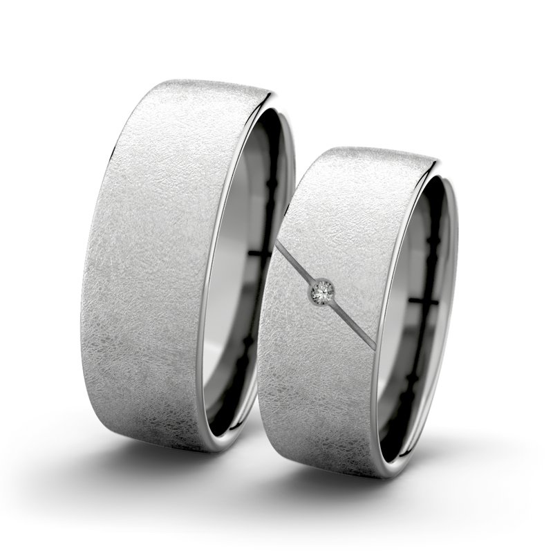Diamantring Jane F7 P4, Palladium 585 eismatt, von vorn