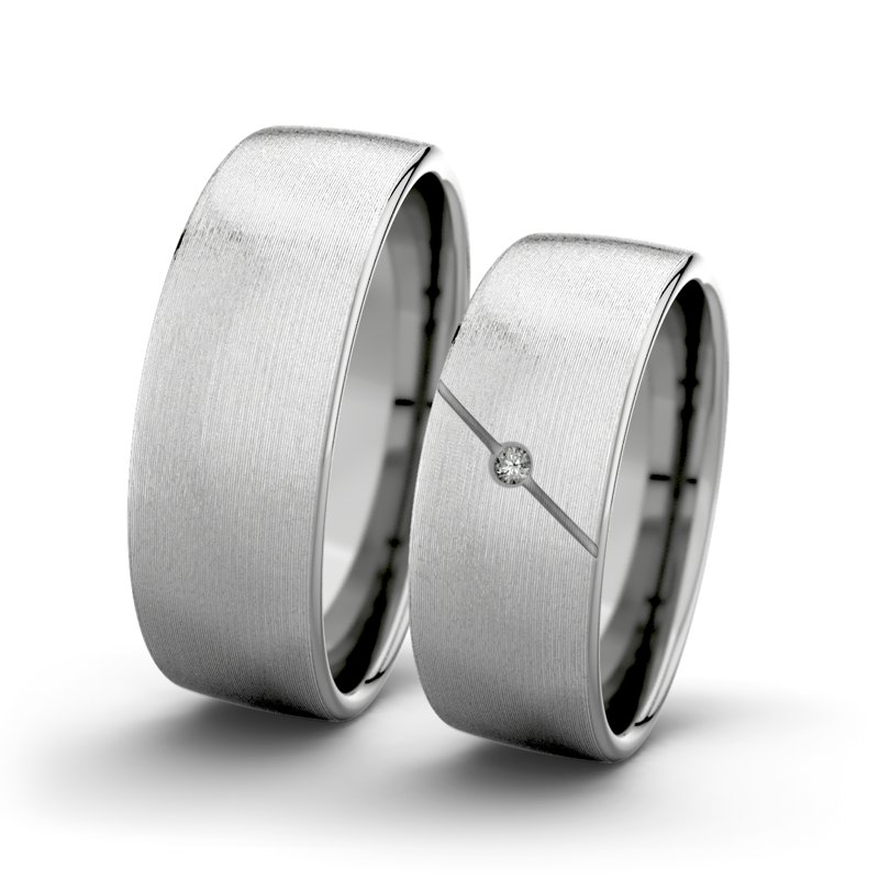 Diamantring Jane F7 P4, Platinum 950 längsmatt, von vorn