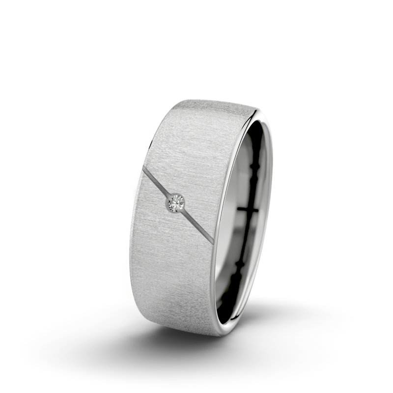 Diamantring Jane F7 P4, Platinum 600 quermatt, von vorn