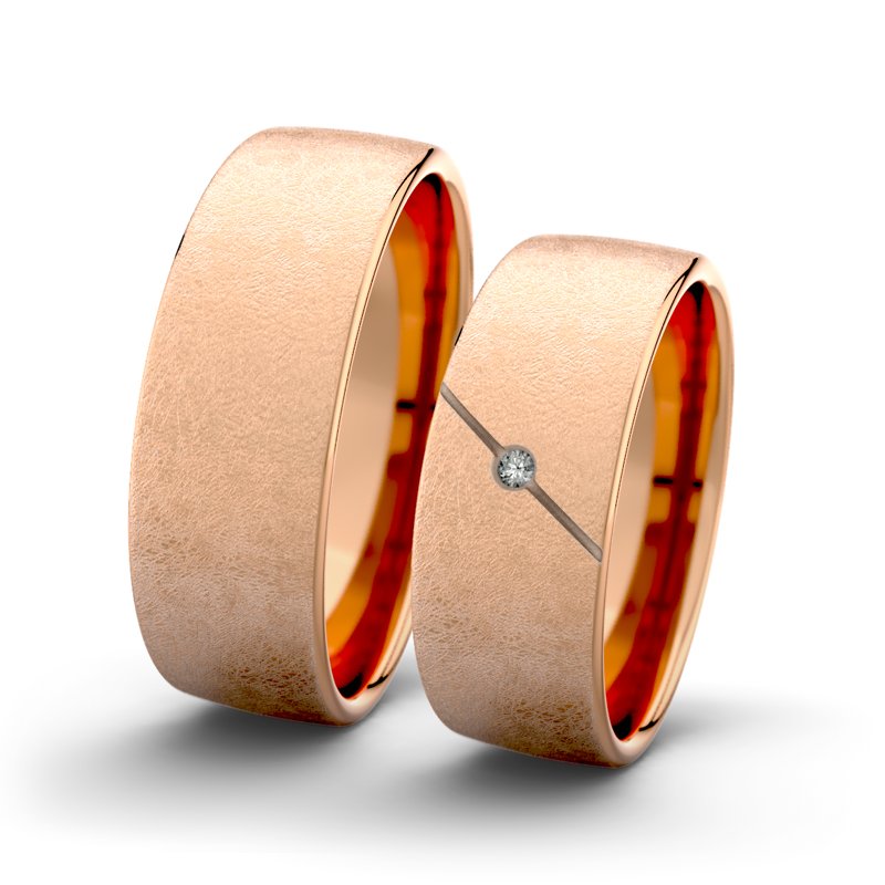 Diamantring Jane F7 P4, Rotgold 585 eismatt, von vorn