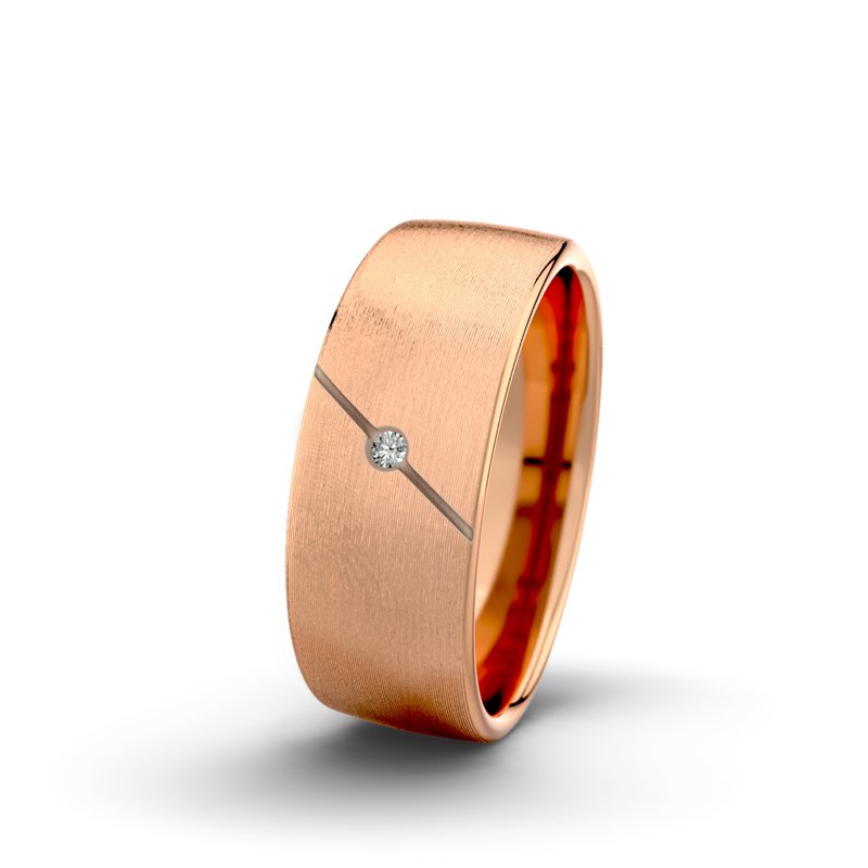Diamantring Jane F7 P4, Rotgold 585 längsmatt, von vorn