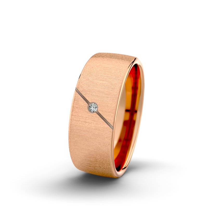 Diamantring Jane F7 P4, Rotgold 750 quermatt, von vorn