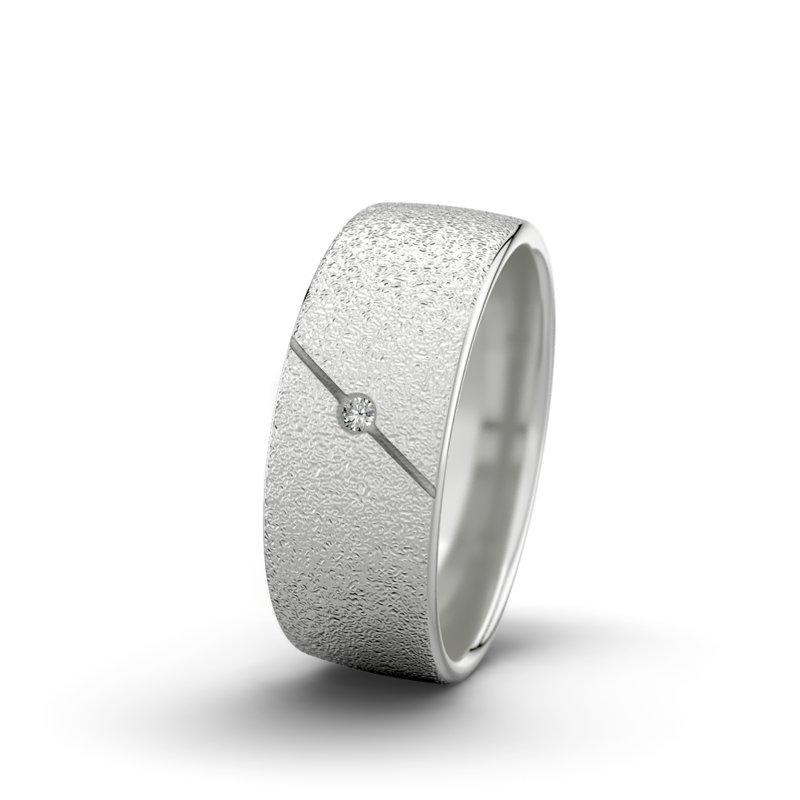 Diamantring Jane F7 P4, Sterlingsilber 925 Sandmattgrob, von vorn