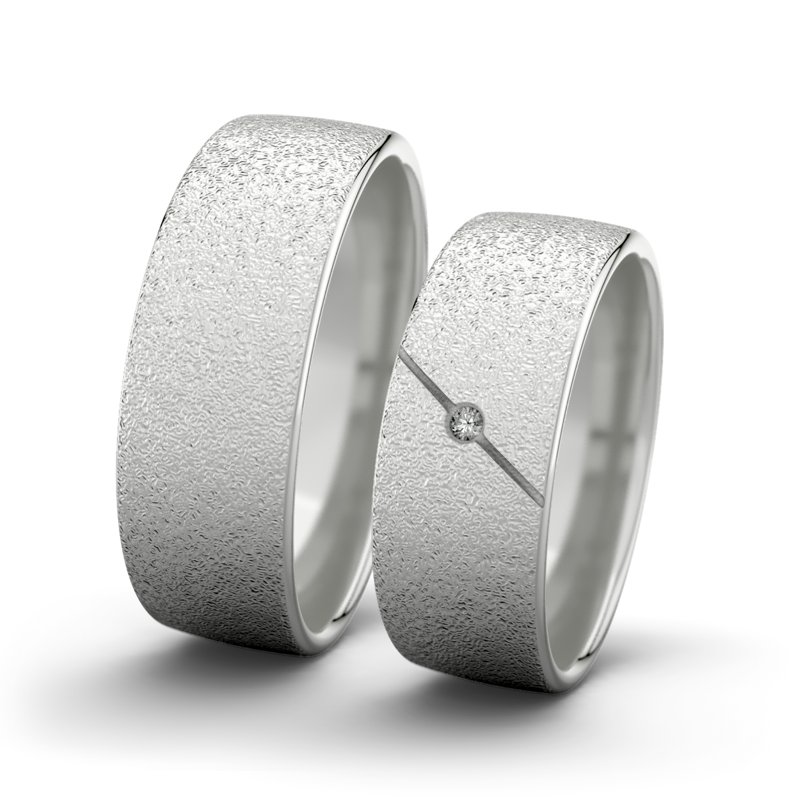 Diamantring Jane F7 P4, Sterlingsilber 925 Sandmattgrob, von vorn