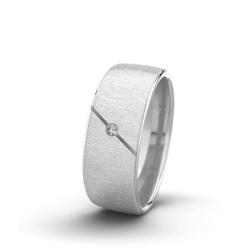 Diamantring Jane F7 P4, Weißgold 585 quermatt, von vorn