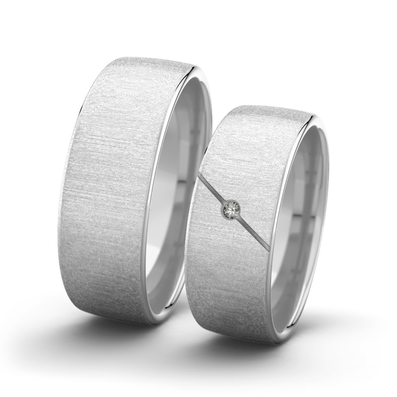 Diamantring Jane F7 P4, Weißgold 585 quermatt, von vorn