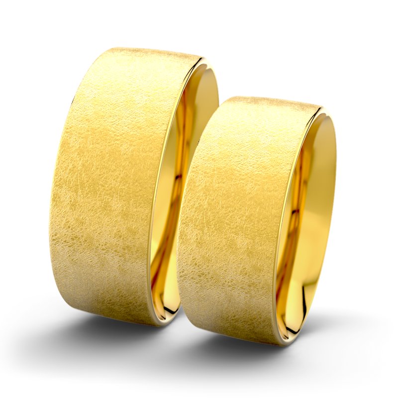 Kein Stein Gelbgold eismattring Jane F8 P2, Gelbgold 375 eismatt, von vorn
