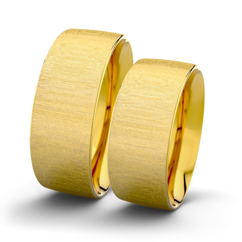 Kein Stein Gelbgold quermattring Jane F8 P2, Gelbgold 375 quermatt, von vorn